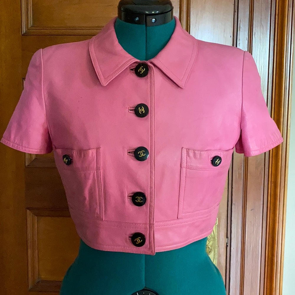 Vintage CHANEL pink leather jacket